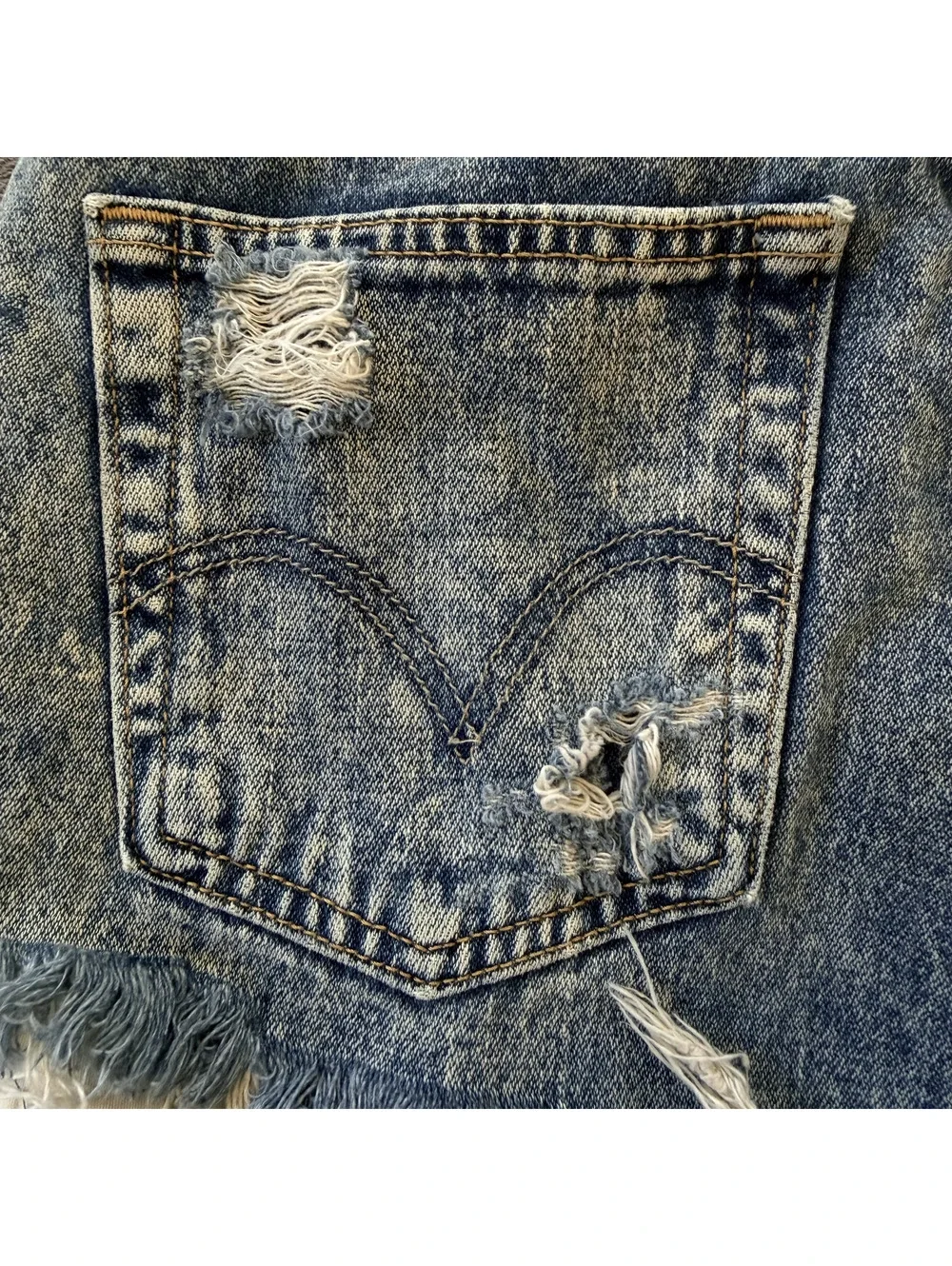 Levis 569 Reworked Cutoff Shorts W28 USA Flag Distressed Acid Wash Y2K